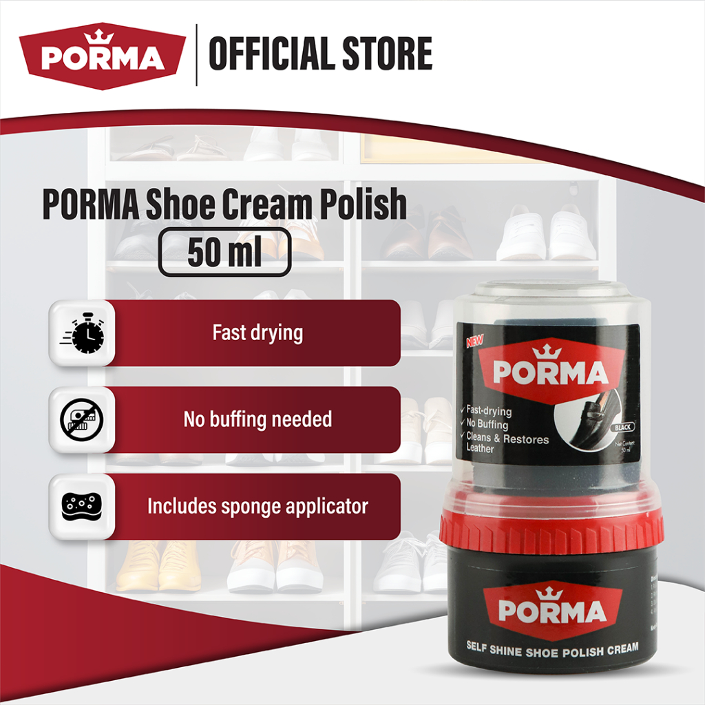 PORMA Self-Shine Shoe Polish Cream Black 50 ml